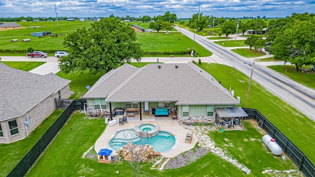 9000 Parkview Cir, Tolar, TX 76476 - view of swimming pool featuring an outdoor living space, a patio area, and a pool with connected hot tub