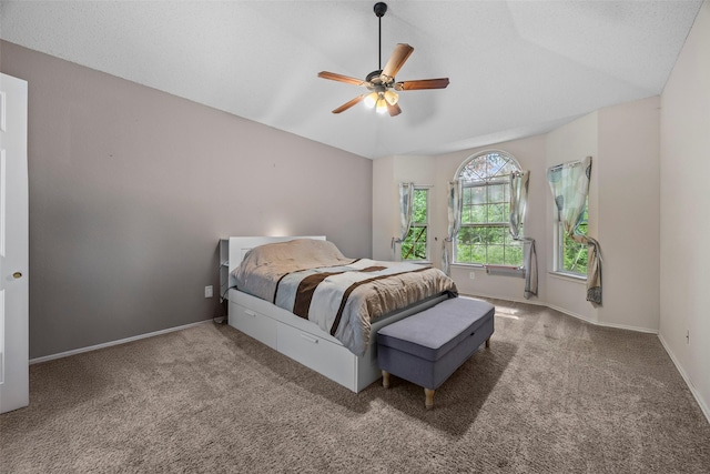 7421 Buckskin Ct, Fort Worth, TX 76137 - bedroom with lofted ceiling, carpet flooring, baseboards, and ceiling fan