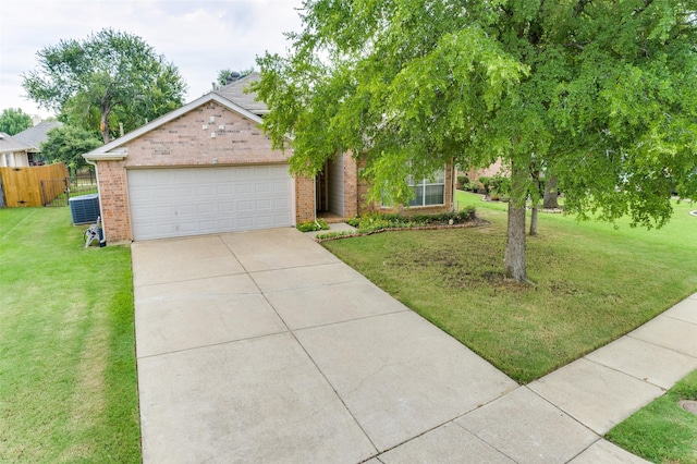 2401 Loon Lake Rd, Denton, TX 76210 - view of front of house with driveway, brick siding, a garage, and central air condition unit