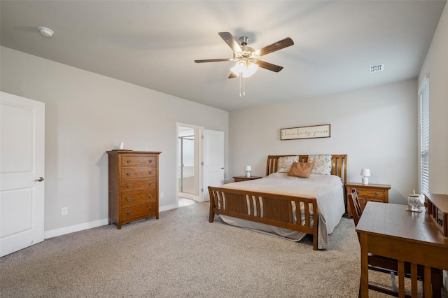 1713 Brindle St, Justin, TX 76247 - bedroom featuring carpet flooring, baseboards, a ceiling fan, and ensuite bathroom