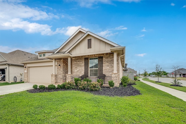 1713 Brindle St, Justin, TX 76247 - view of front facade with brick siding, board and batten siding, covered porch, and a garage