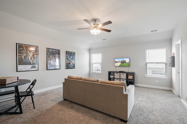 1713 Brindle St, Justin, TX 76247 - carpeted living area with ceiling fan and baseboards
