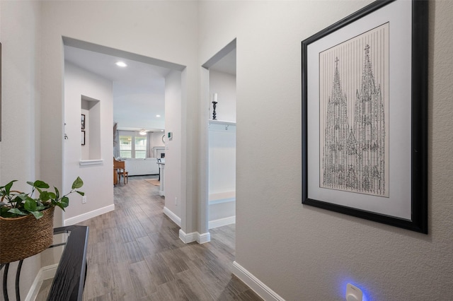 1713 Brindle St, Justin, TX 76247 - hallway featuring wood finished floors and baseboards