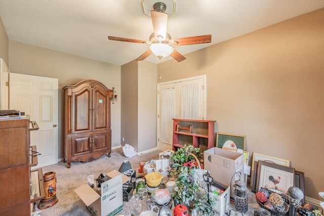 8300 Red Rose Trl, North Richland Hills, TX 76182 - dining space with a ceiling fan, carpet flooring, and baseboards