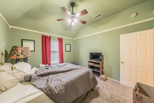 8300 Red Rose Trl, North Richland Hills, TX 76182 - bedroom with carpet flooring, lofted ceiling, baseboards, and a ceiling fan