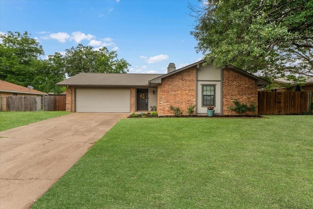 1210 Kay Dr, Weatherford, TX 76086 - mid-century modern home featuring brick siding, a garage, concrete driveway, and a chimney