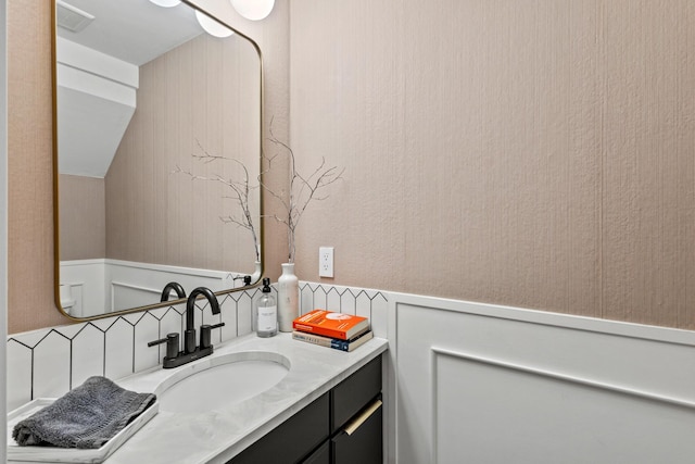4932 Glenscape Trl, Fort Worth, TX 76137 - bathroom featuring vanity and wainscoting