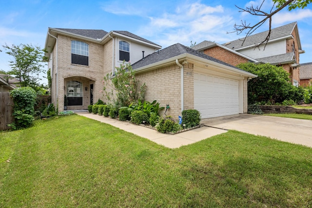 4932 Glenscape Trl, Fort Worth, TX 76137 - traditional-style house featuring brick siding, a garage, driveway, and a shingled roof