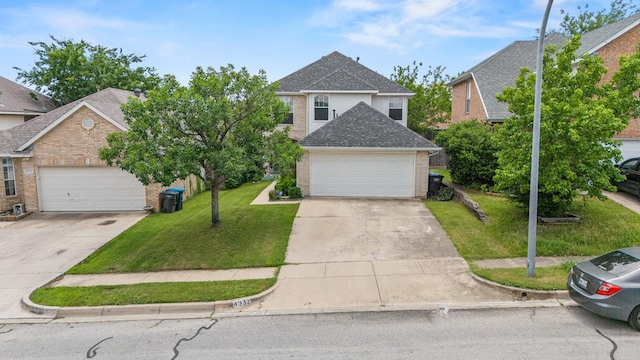 4932 Glenscape Trl, Fort Worth, TX 76137 - traditional-style home with brick siding, a front lawn, roof with shingles, and driveway