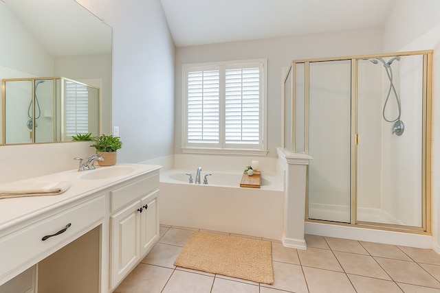 7491 Daffodil Way, Frisco, TX 75033 - full bath with vanity, a bath, a stall shower, and tile patterned flooring