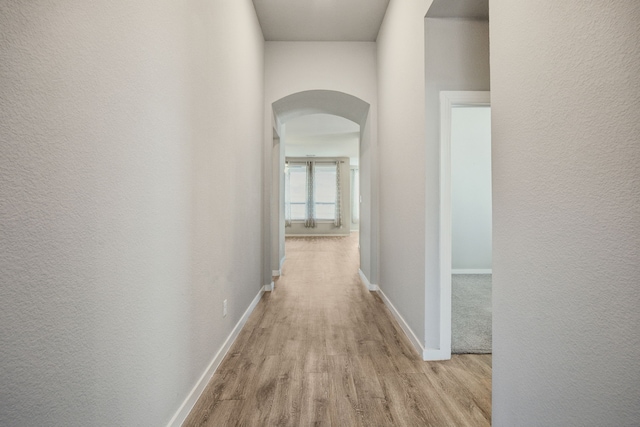 1529 Calcot Ln, Forney, TX 75126 - corridor featuring arched walkways, wood finished floors, and baseboards