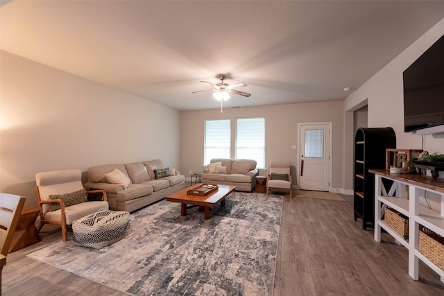 3036 Lionsgate Dr, Argyle, TX 76226 - living area featuring wood finished floors and ceiling fan