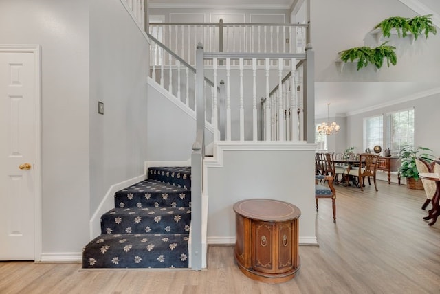 2805 Pine View Dr, Grapevine, TX 76051 - staircase featuring wood finished floors, ornamental molding, and baseboards