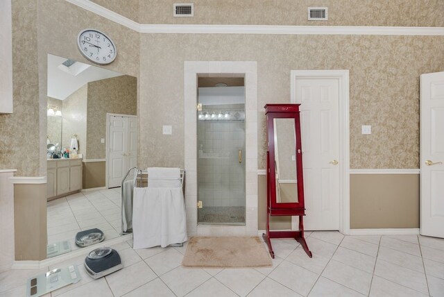 2805 Pine View Dr, Grapevine, TX 76051 - bathroom featuring tile patterned flooring, a shower stall, and vanity