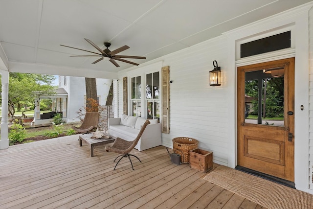 505 N College St, Mckinney, TX 75069 - porch featuring a ceiling fan