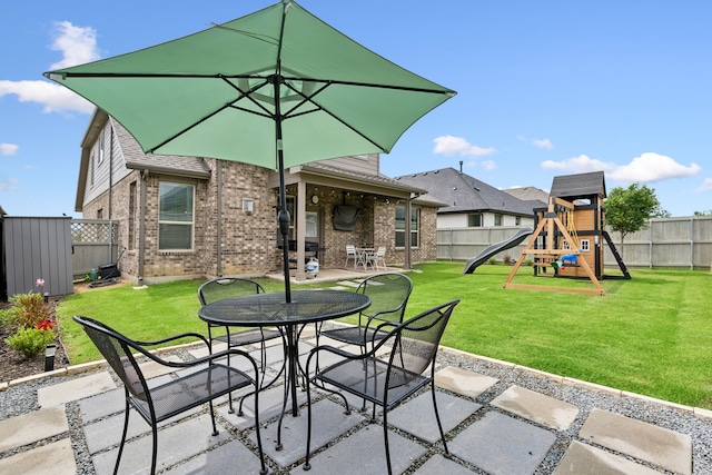 1601 Stetson St, Northlake, TX 76247 - view of patio / terrace featuring a playground and outdoor dining area