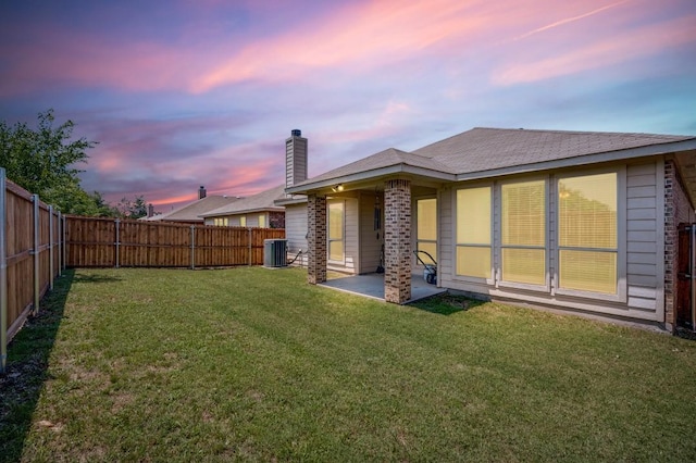 6620 Friendsway Dr, Fort Worth, TX 76137 - rear view of property featuring cooling unit, a patio, brick siding, and a chimney