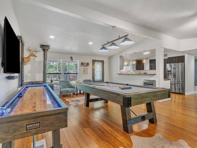 2141 Midway Rd, Flower Mound, TX 75022 - playroom with billiards, light wood-style flooring, and recessed lighting