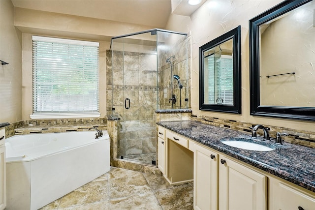 3112 Myrtice Dr, Flower Mound, TX 75022 - full bath featuring a garden tub, vanity, and a stall shower