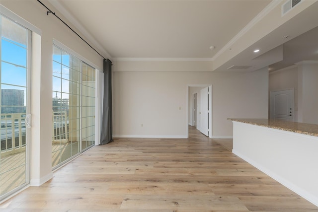 3225 Turtle Creek Blvd Unit 1012, Dallas, TX 75219 - spare room with light wood-type flooring, baseboards, ornamental molding, and recessed lighting