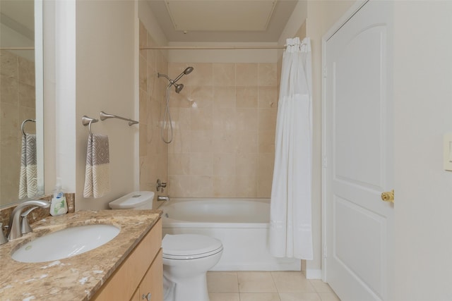 3225 Turtle Creek Blvd Unit 1012, Dallas, TX 75219 - bathroom featuring tile patterned flooring, vanity, toilet, and shower / bathtub combination with curtain