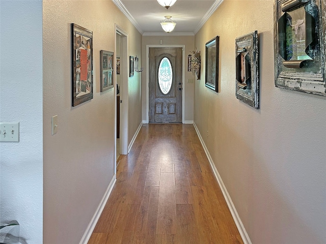 434 Thornton Ln, Palo Pinto, TX 76484 - entryway with wood-type flooring, ornamental molding, and baseboards
