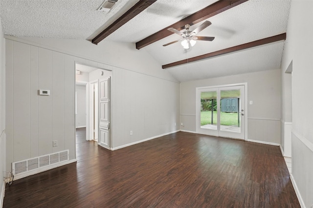 815 Quail Ter, Mansfield, TX 76063 - empty room with dark wood finished floors, ceiling fan, and a textured ceiling