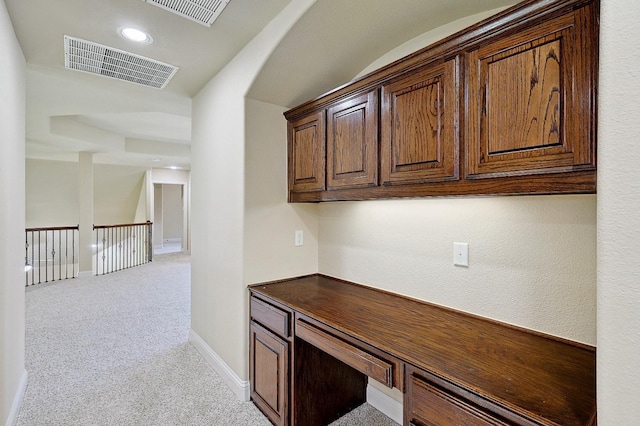 205 Hogue Ln, Wylie, TX 75098 - corridor with light colored carpet, baseboards, an office area, and recessed lighting