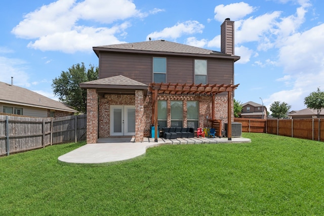 12001 Walden Wood Dr, Fort Worth, TX 76244 - rear view of property with a pergola, a chimney, a patio area, and brick siding