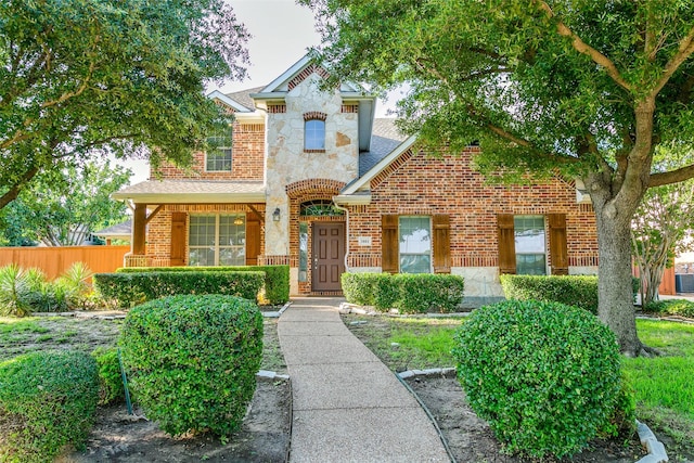 3801 Emerald Park Dr, Corinth, TX 76208 - traditional-style house with brick siding, a shingled roof, and stone siding