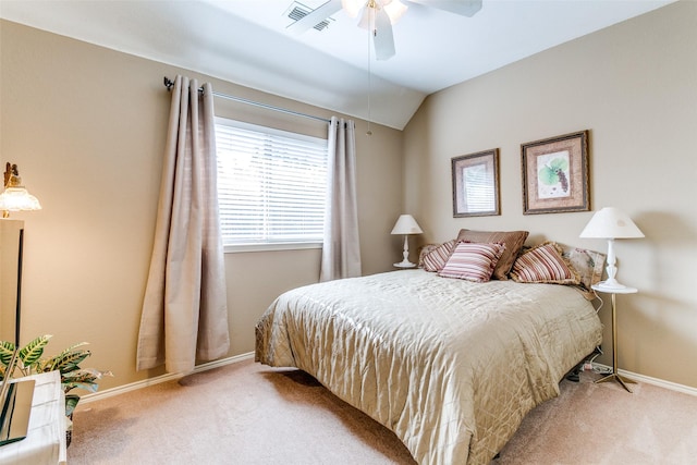 3801 Emerald Park Dr, Corinth, TX 76208 - bedroom featuring carpet floors, baseboards, lofted ceiling, and ceiling fan