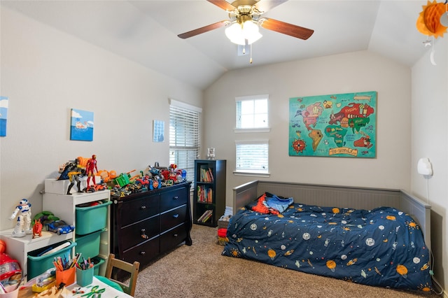 10313 Dimmit Pl, Mckinney, TX 75071 - carpeted bedroom featuring vaulted ceiling and ceiling fan