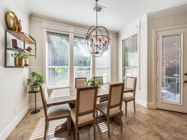 1221 Morris Dr, Keller, TX 76248 - dining room with a chandelier, baseboards, and ornamental molding