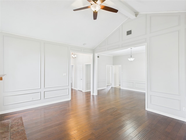 1120 Canyon Ridge Dr, Desoto, TX 75115 - spare room featuring a decorative wall, a ceiling fan, and dark wood-type flooring