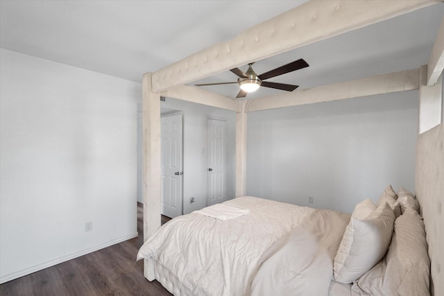 7209 W Cleburne Rd, Fort Worth, TX 76133 - bedroom featuring wood finished floors, baseboards, and a ceiling fan