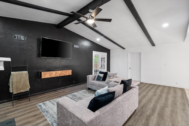 7209 W Cleburne Rd, Fort Worth, TX 76133 - living area featuring wood finished floors, a ceiling fan, recessed lighting, and baseboards