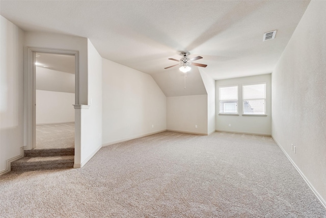 9641 Calaveras Rd, Fort Worth, TX 76177 - additional living space featuring carpet, ceiling fan, vaulted ceiling, and baseboards