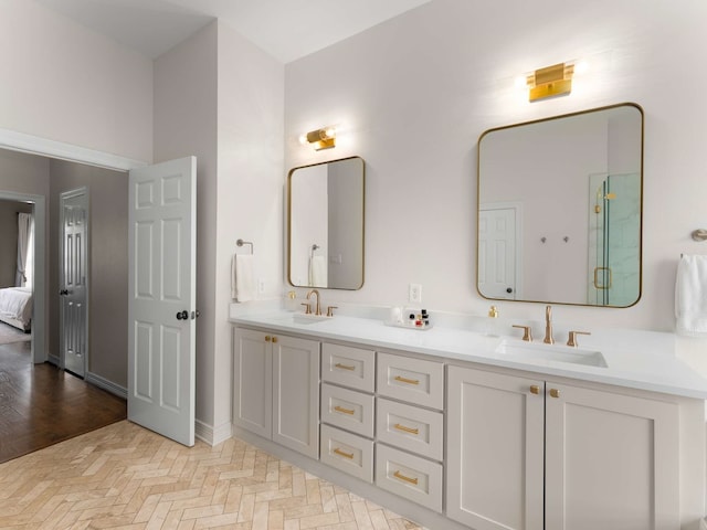 2917 Hallsville St, Dallas, TX 75204 - full bathroom with double vanity and connected bathroom