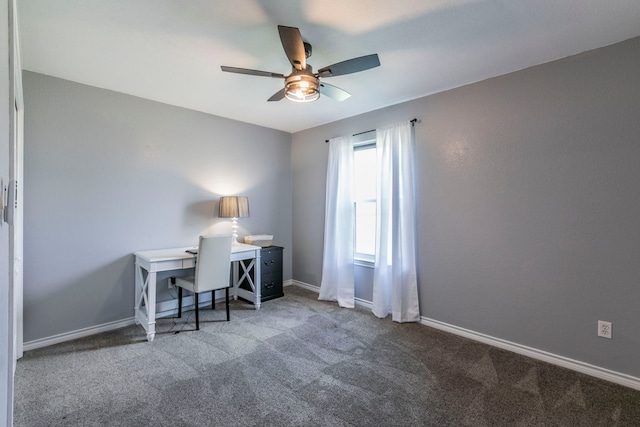 4260 Gun Club Rd, Temple, TX 76501 - office area featuring a ceiling fan, carpet flooring, and baseboards