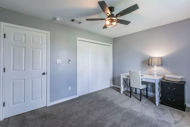 4260 Gun Club Rd, Temple, TX 76501 - carpeted home office with a ceiling fan and baseboards
