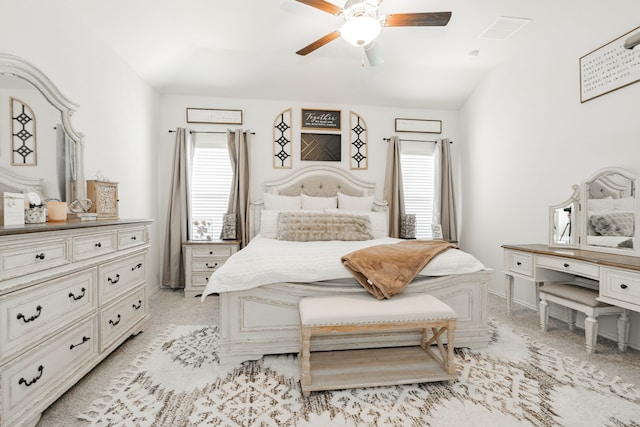 273 Pitt Cir, Fate, TX 75189 - bedroom with multiple windows, lofted ceiling, ceiling fan, and baseboards