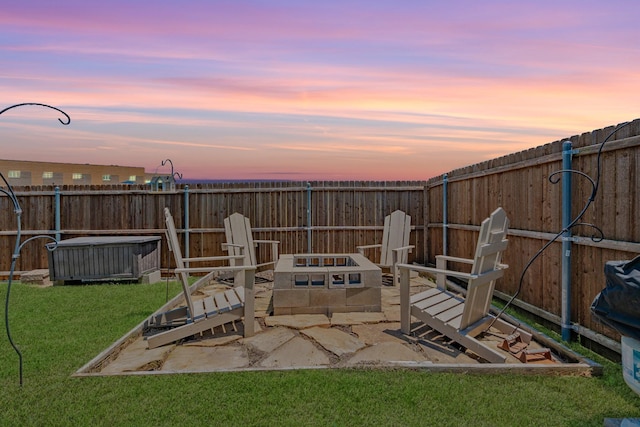 273 Pitt Cir, Fate, TX 75189 - yard at dusk with a fire pit