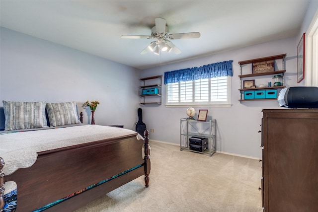 6921 Vineridge Dr, Dallas, TX 75248 - bedroom with light carpet, baseboards, and ceiling fan