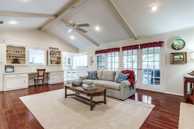 6921 Vineridge Dr, Dallas, TX 75248 - living area featuring dark wood finished floors, a ceiling fan, and recessed lighting