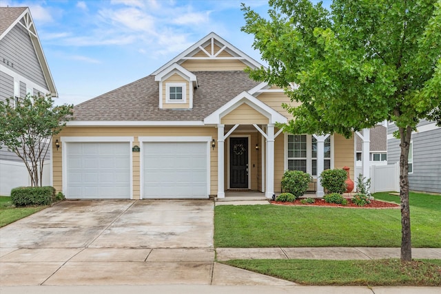 9129 Blackstone Dr, Providence Village, TX 76227 - view of front of house with roof with shingles, a garage, a front lawn, and concrete driveway