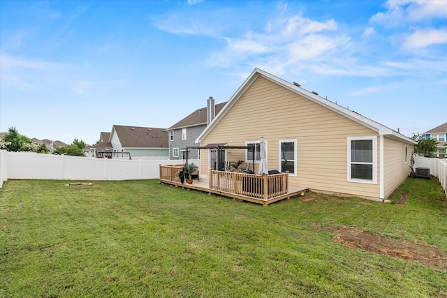 9129 Blackstone Dr, Providence Village, TX 76227 - back of house with a deck, cooling unit, and a chimney