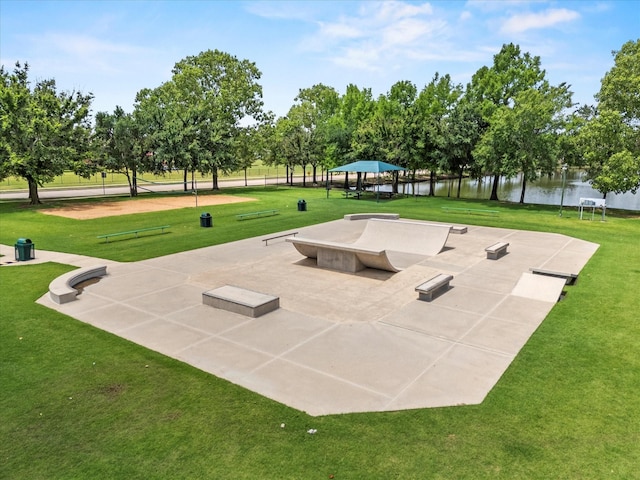 9129 Blackstone Dr, Providence Village, TX 76227 - view of property's community with a water view, a lawn, and a gazebo