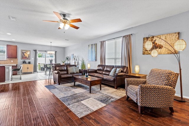 9129 Blackstone Dr, Providence Village, TX 76227 - living room with light wood-style flooring, a ceiling fan, and recessed lighting