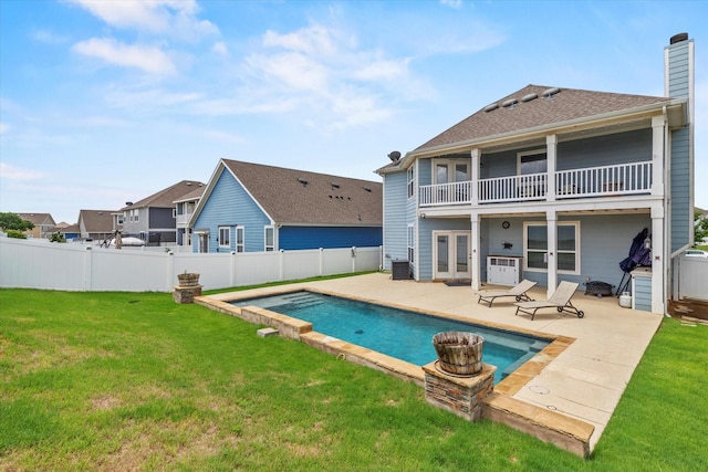 2132 Dewitt Ln, Providence Village, TX 76227 - view of swimming pool with central AC, a patio, and french doors
