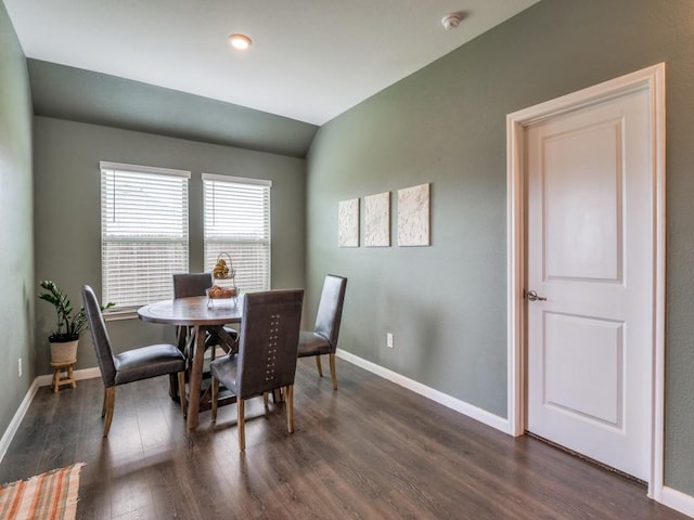 519 Stampede Ln, Princeton, TX 75407 - dining space with baseboards, dark wood finished floors, and lofted ceiling